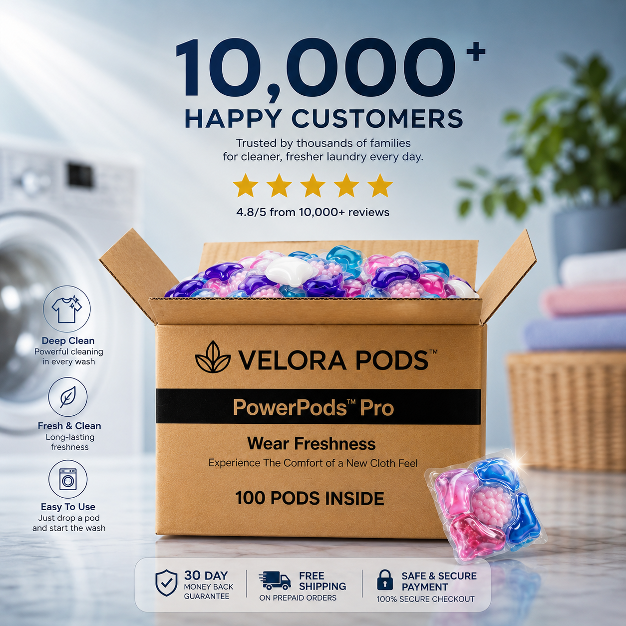 Velora™ 5-in-1 Laundry PowerPods Pro (Pack of 100)